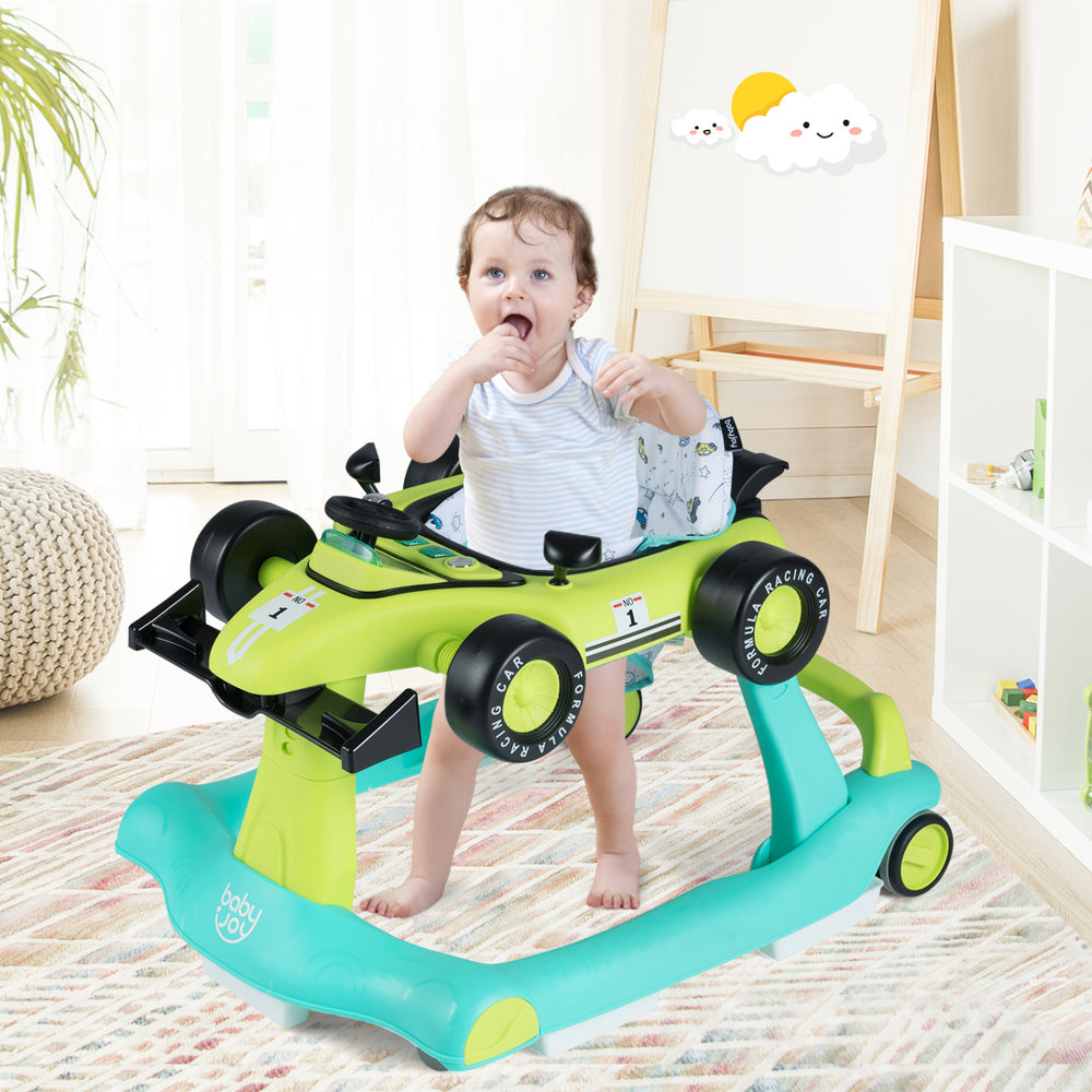 4-in-1 Foldable Activity Push Walker with Adjustable Height-Green - Gallery View 1 of 11