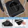 Large seat of the 4-in-1 foldable bedside commode chair with removable cushion and detachable bucket for easy cleaning.