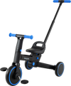Foldable toddler tricycle with push handle, adjustable seat, and EVA foam wheels for a smooth ride in navy color.