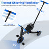 Parent steering handlebar of a 4-in-1 foldable toddler tricycle with adjustable height for safety and stability.
