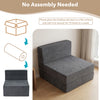 Gray 4-in-1 folding sofa bed with corduroy cover, shown in a compact position for easy storage in the living room.