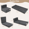 4-in-1 folding sofa bed in gray with corduroy cover, showcasing dimensions for versatile living room use.