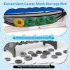 Lower mesh storage net holds rings for the 4-in-1 height adjustable row connect game, ensuring easy collection and quick reset.