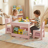 4 in 1 Kids Table and Chairs with Building Blocks and Bookshelves-Pink - Gallery View 1 of 10