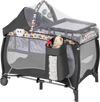 Portable baby nursery center in multicolor with net, changing table, and music box for infants and toddlers.