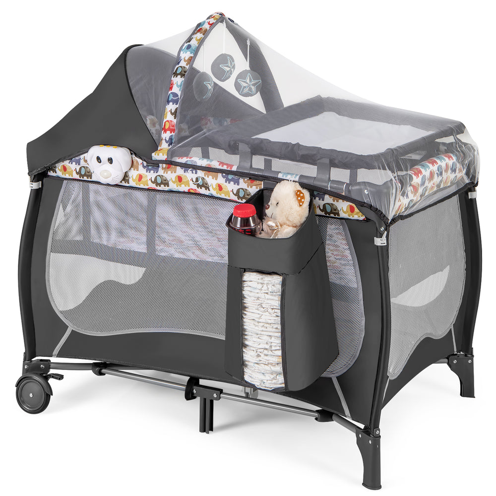 4 in 1 Portable Baby Nursery Center with Net and Music Box-Multicolor - Gallery View 1 of 9