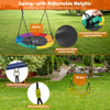 Colorful swing with adjustable heights, made of durable waterproof fabric, supports 110 lbs for backyard fun.