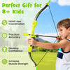 Kids throwing game set featuring a bristle target, bow, and arrows, promoting hand-eye coordination and muscle strength.