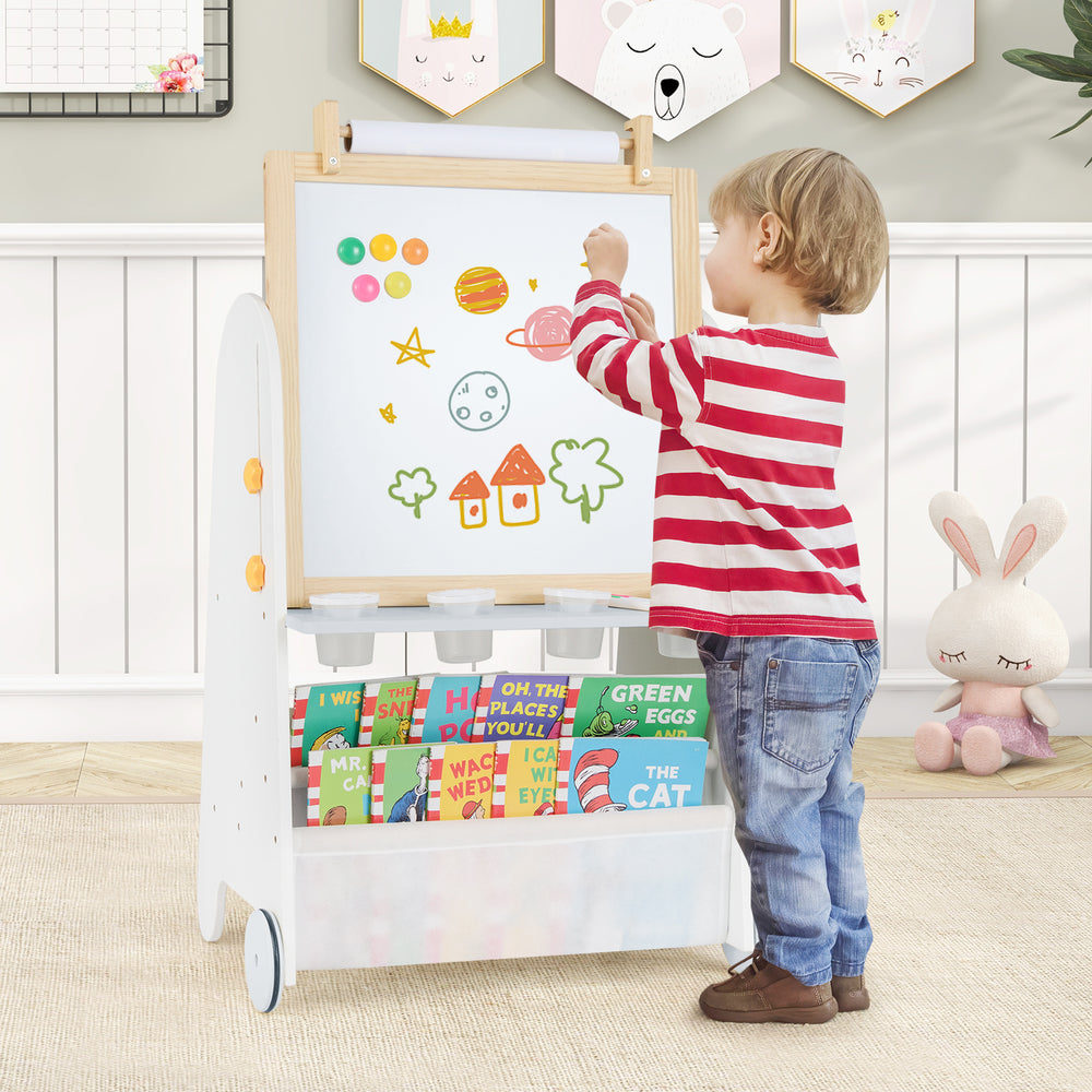 4-in-1 Toddler Activity Table Set with Magnetic Whiteboard and Chalk Board-Gray - Gallery View 1 of 10