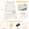 4-in-1 toddler activity table set featuring a magnetic whiteboard and chalkboard, with adjustable height and storage.
