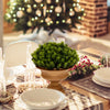 Artificial boxwood topiary tree in a golden pot, perfect for dining table decoration, low-maintenance and realistic.