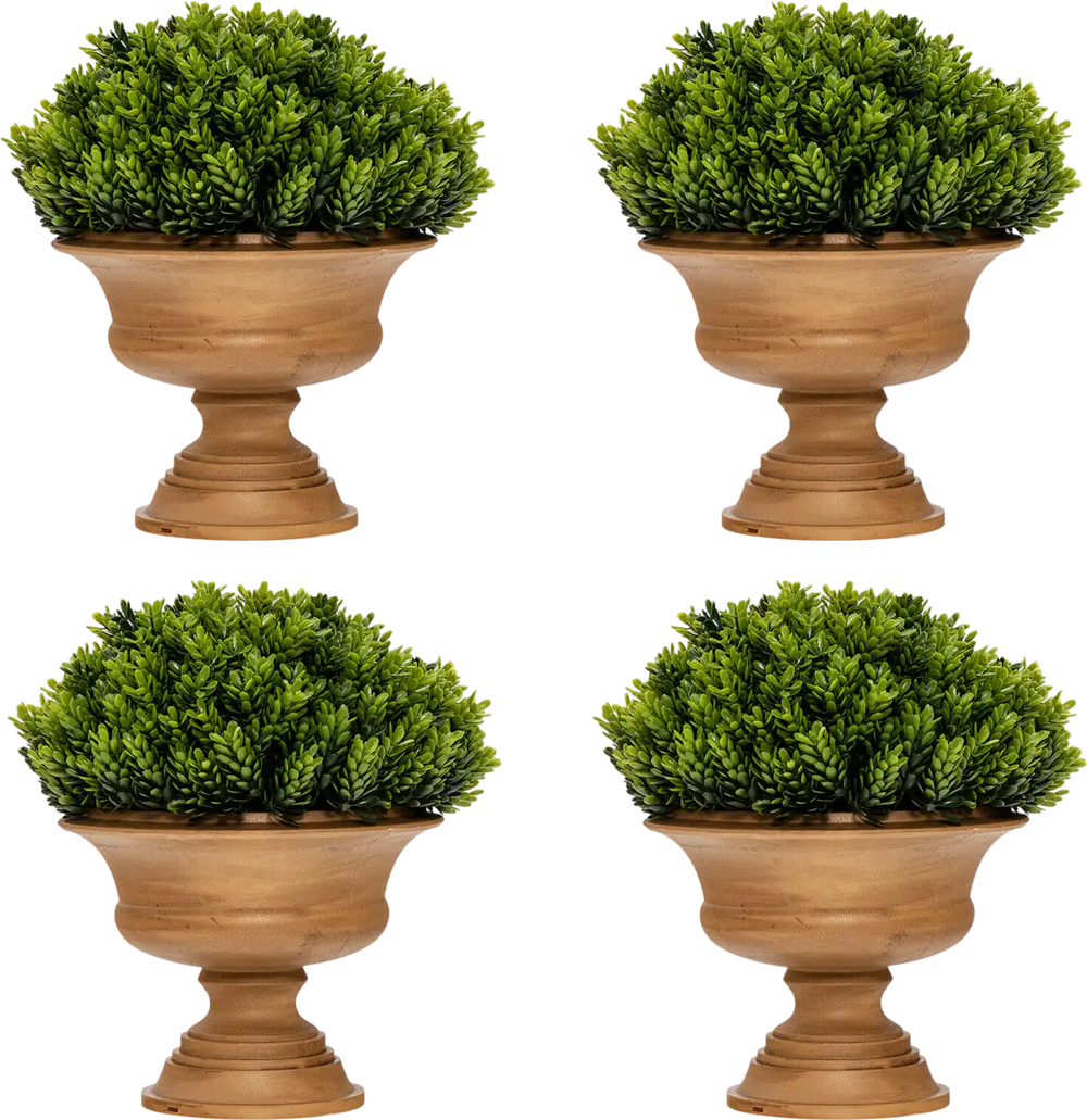 4 Pack Artificial Boxwood Topiary Trees