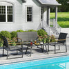 4-piece outdoor conversation patio furniture set in gray featuring a loveseat, two armchairs, and a coffee table by the.