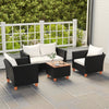 4-piece outdoor conversation set with white cushions, PE rattan, and a storage coffee table for backyard relaxation.