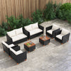 4-piece outdoor conversation set featuring black PE rattan, white cushions, and a storage coffee table for backyard.