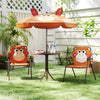 4 Pieces Kids Picnic Set with 2 Folding Chairs and Height Adjustable Umbrella-Brown - Gallery View 1 of 11