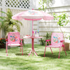 4 Pieces Kids Picnic Set with 2 Folding Chairs and Height Adjustable Umbrella-Pink - Gallery View 1 of 11