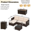4-piece outdoor furniture set featuring a 32-inch fire pit table, brown PE rattan, and soft cushions for patio.