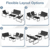 Flexible layout options for the 4 pieces patio furniture set with fabric chairs, loveseat, and glass coffee table.