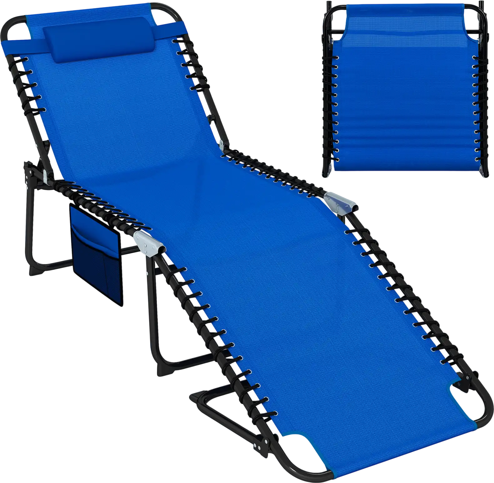 Costway 4-Position Folding Chaise Lounge Adjustable Backrest Footrest 25437019 New