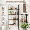 4-tier industrial pipe shelving in rustic brown, featuring sturdy metal frame and 12" shelf spacing for organized.