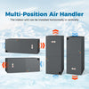 Multi-position air handler for 4 to 5 ton heat pump system, installable horizontally or vertically for versatile use.