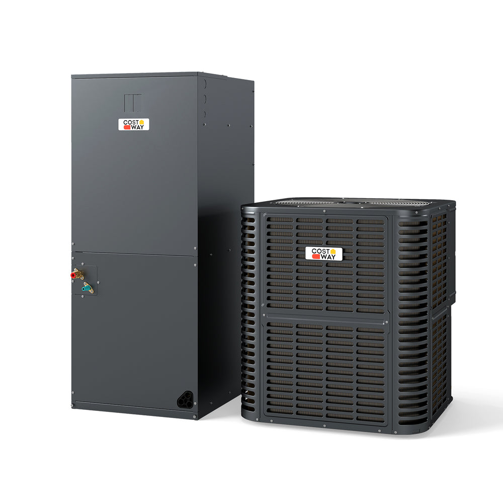 4 to 5 Ton heat pump system with outdoor unit, efficient cooling and heating, operates down to -4°F for year-round.