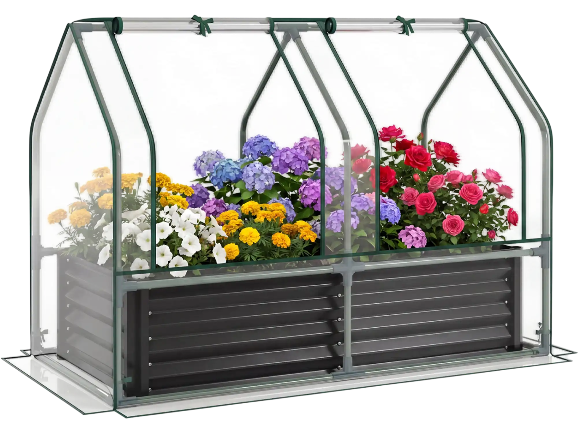 Costway 4 x 2 x 3' Galvanized Raised Garden Bed with Greenhouse Cover 31914536 New