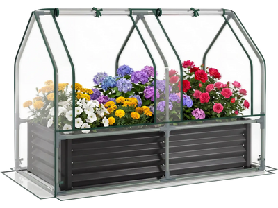 Costway 4 x 2 x 3' Galvanized Raised Garden Bed with Greenhouse Cover 31914536 New