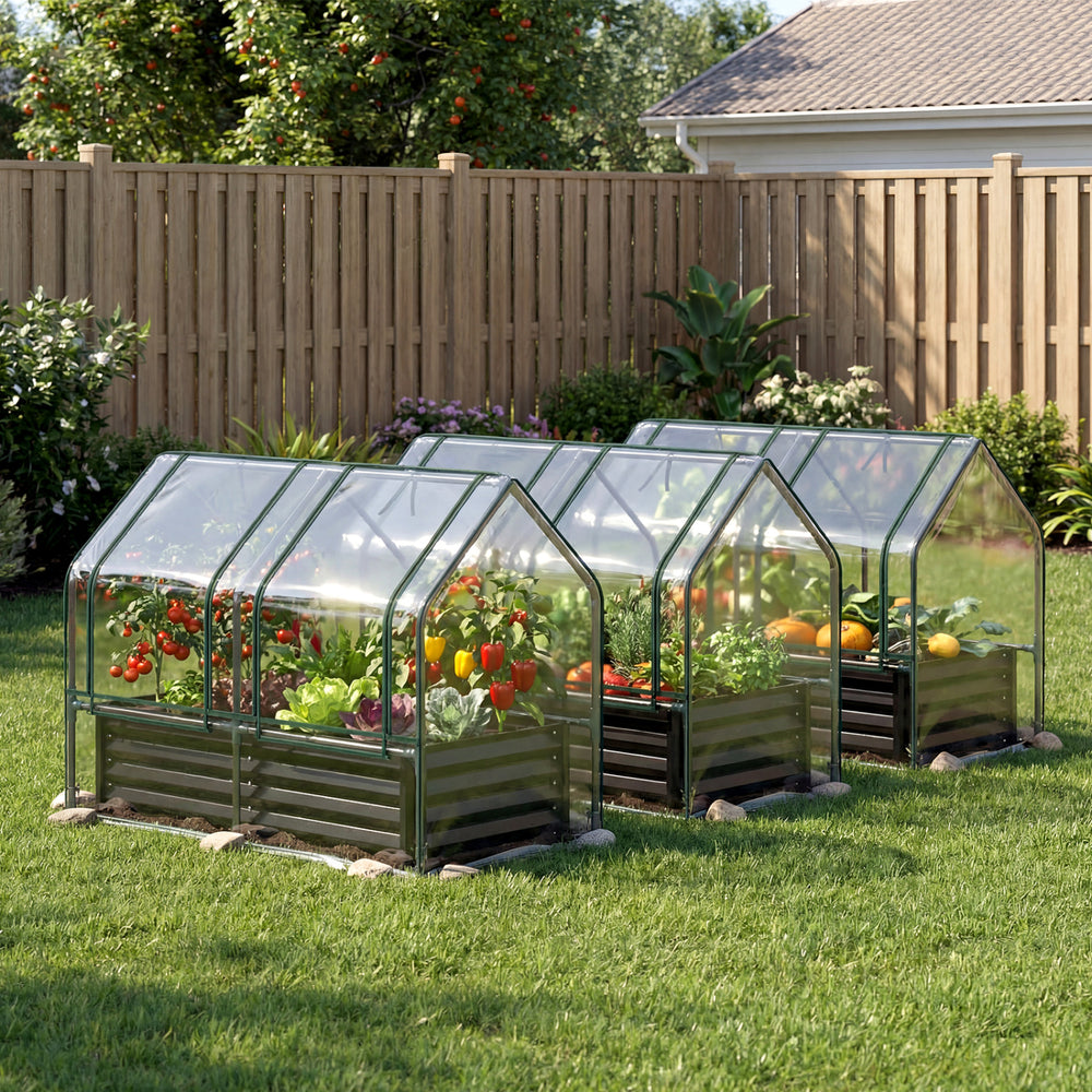 4 x 2 x 3 FT Small Galvanized Raised Garden Bed with Greenhouse Cover - Gallery View 3 of 10