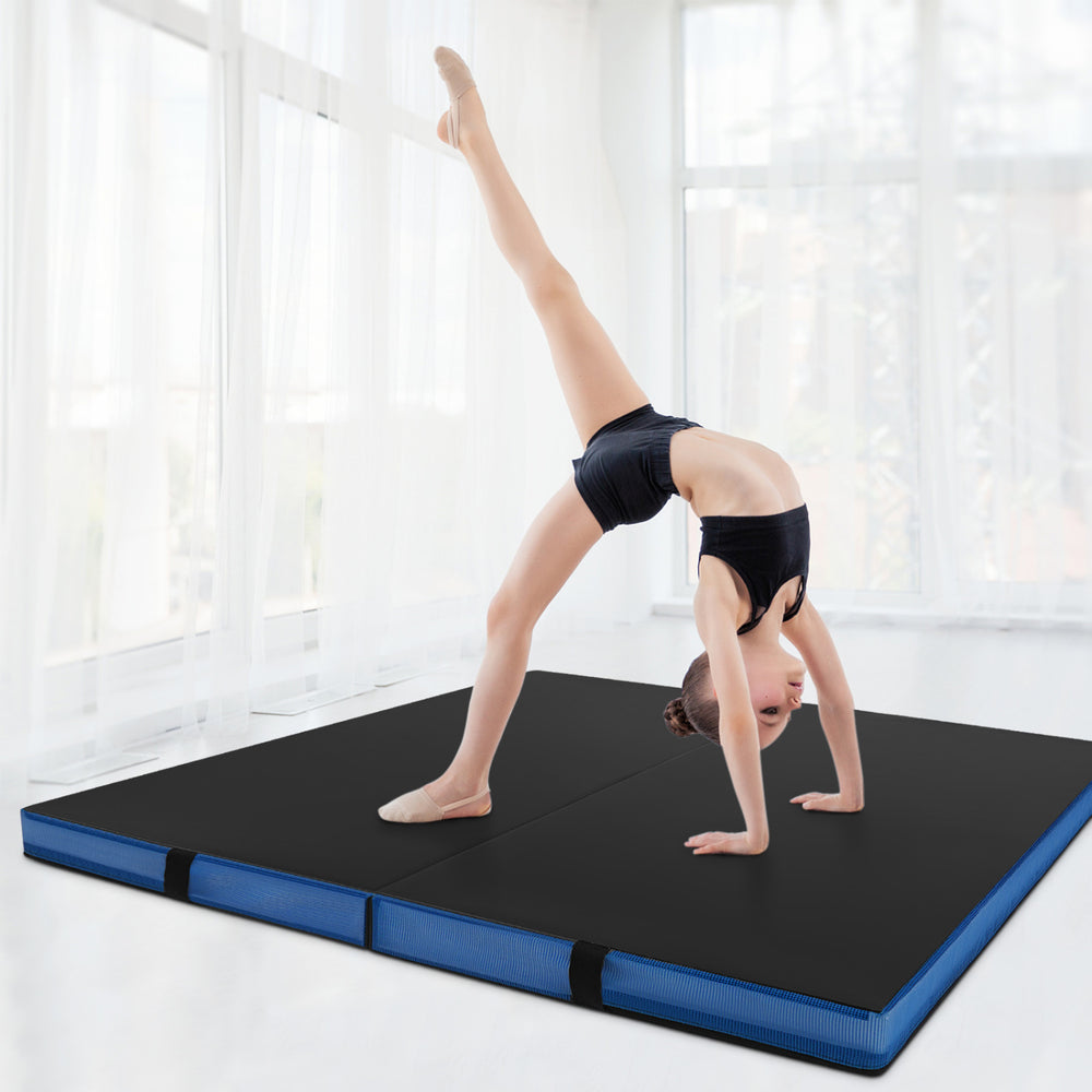 4ft x 4ft x 4in Bi-Folding Gym Mat with Handles and Cover-Black - Gallery View 1 of 12