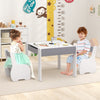 4-in-1 Wooden Activity Kids Table and Chairs with Storage and Detachable Blackboard-Gray - Gallery View 1 of 11