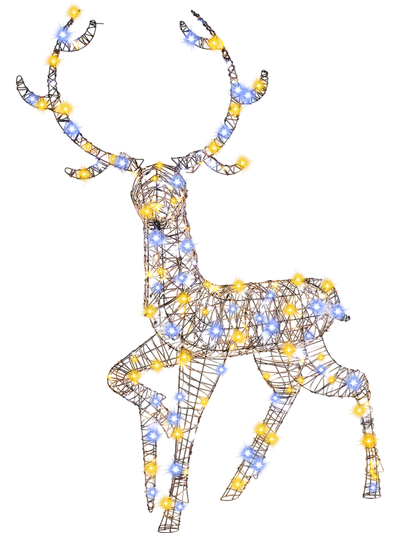 Costway 4.6' Pre-Lit Christmas Reindeer 170 Cold & Warm LED Lights 12849356 New