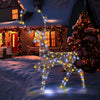Pre-lit 4.6 feet Christmas reindeer with 170 LED lights, featuring a durable metal frame for outdoor holiday decoration.