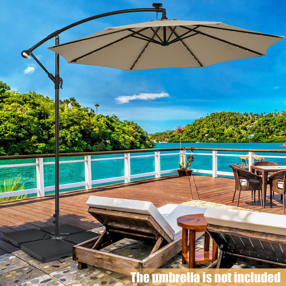 Cantilever umbrella base set with easy-fill spouts, durable HDPE material, ideal for outdoor patio stability and.