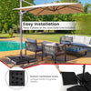 4-Piece 20L cantilever offset patio umbrella base with stackable design and water filling capacity for outdoor.