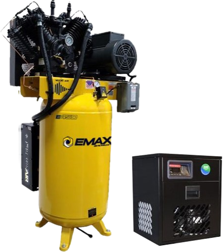 EMAX ESP07V080V1PK Industrial 80 Gal. 7.5 HP 30 CFM Air Dryer 1-Phase 2 Stage V4 Pressure Lubricated Pump Silent Air Compressor New