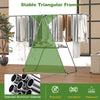 2-tier folding laundry drying rack with rust-proof aluminum frame, adjustable wings, and waterproof surface for easy.