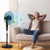 16-inch adjustable height fan with quiet oscillating stand, providing natural wind and 3-speed settings for home.