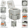 Portable 5.3-gallon travel toilet with piston pump flush, featuring a rugged design and leak-proof high-density.