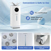 5.5Gal humidifier with 360° nozzles, stainless steel atomizers, and lockable wheels for large room comfort.