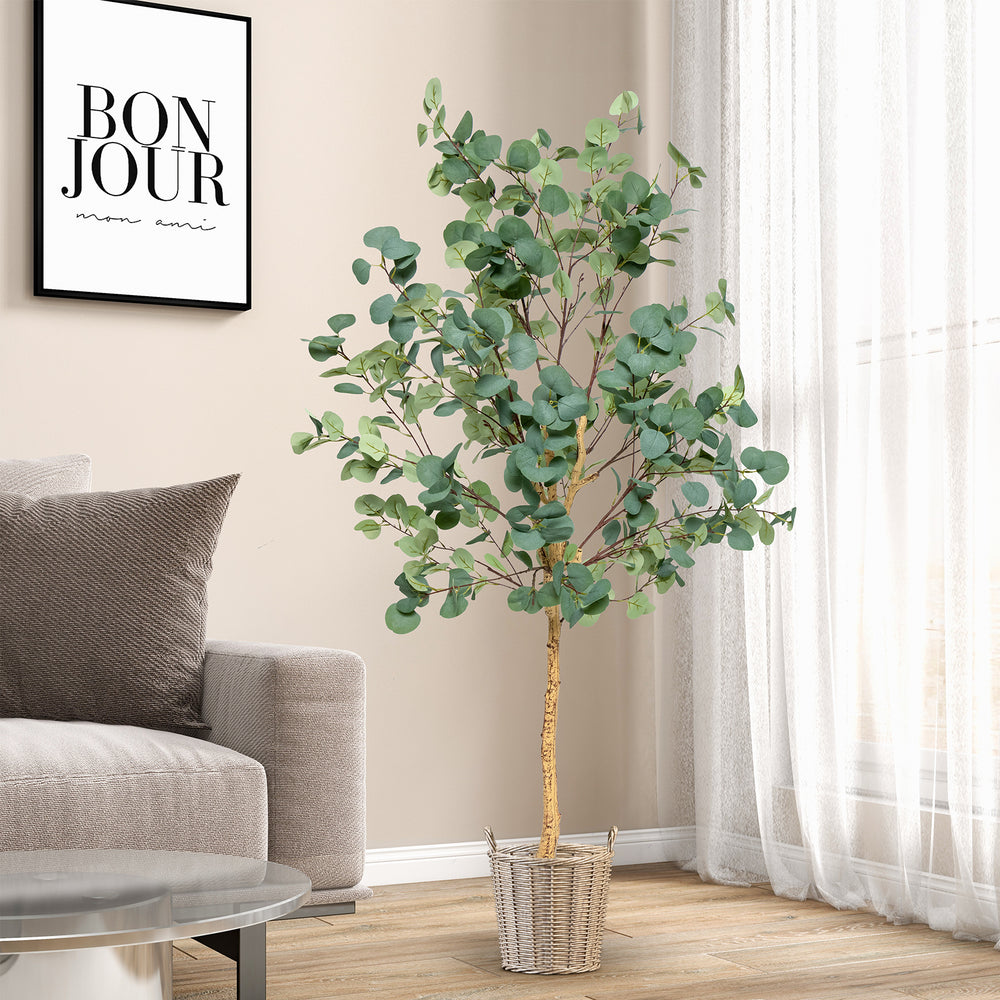 5.5 Feet Artificial Eucalyptus Tree with 517 Silver Dollar Leaves-2 Pack - Gallery View 1 of 10