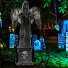 Life-sized 5.5ft Halloween animatronic decoration with light-up eyes, shaking wings, and a spooky skull base for.