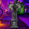 5.5ft Halloween animatronic decoration with shaking wings, light-up eyes, and creepy skull base for a frightful.