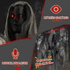 Life-sized Halloween animatronic decoration with light-up eyes, shaking wings, and spooky sound for maximum fright.