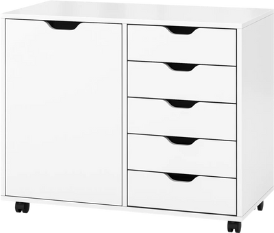 Costway 5-Drawer Rolling Storage Cart Side Cabinet File Cabinet 38720549 New