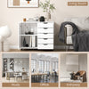 5-drawer mobile storage cabinet in white with spacious top, ideal for office or living room organization.