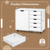 5-drawer mobile storage cabinet in white with spacious desktop, designed for versatile use in any room.
