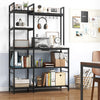 5-tier black bakers rack featuring open storage, built-in charging station, and 10 hooks for kitchen organization.
