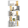 5-tier geometric bookcase with a powder-coated metal frame, featuring open shelves for books and decor, ideal for.